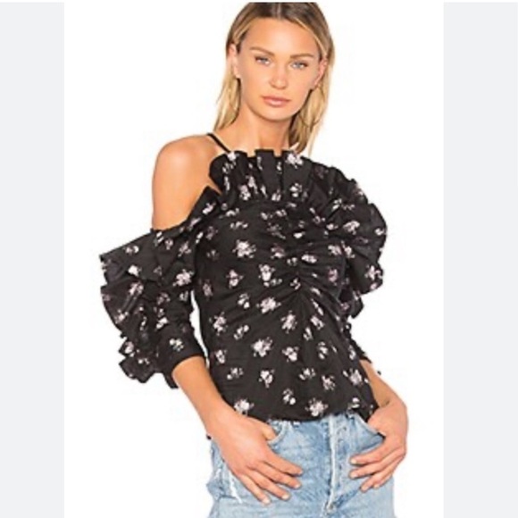 Rebecca Taylor Off Shoulder Floral Jacquard Top size 4 - Picture 5 of 11